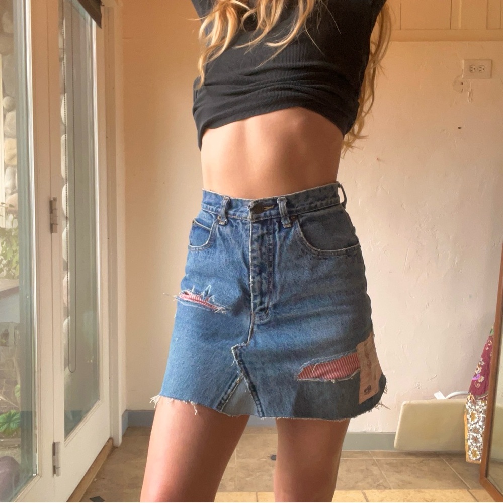 Patchwork 80’s Denim Mini Skirt